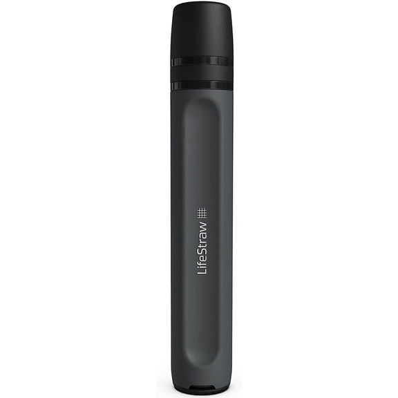 Peak Series - Personal Water Filter Straw for Backup Filtration Emerncy Survival and Ultralight Hydration BPA-Free Dark Mountain Gray