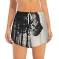 thumbnail image 3 of Uemuo Double Exposure Cat Forest Pattern Women's Athletic Shorts High Waisted Running Shorts with Liner Pockets Gym Elastic Workout Shorts-Medium, 3 of 9