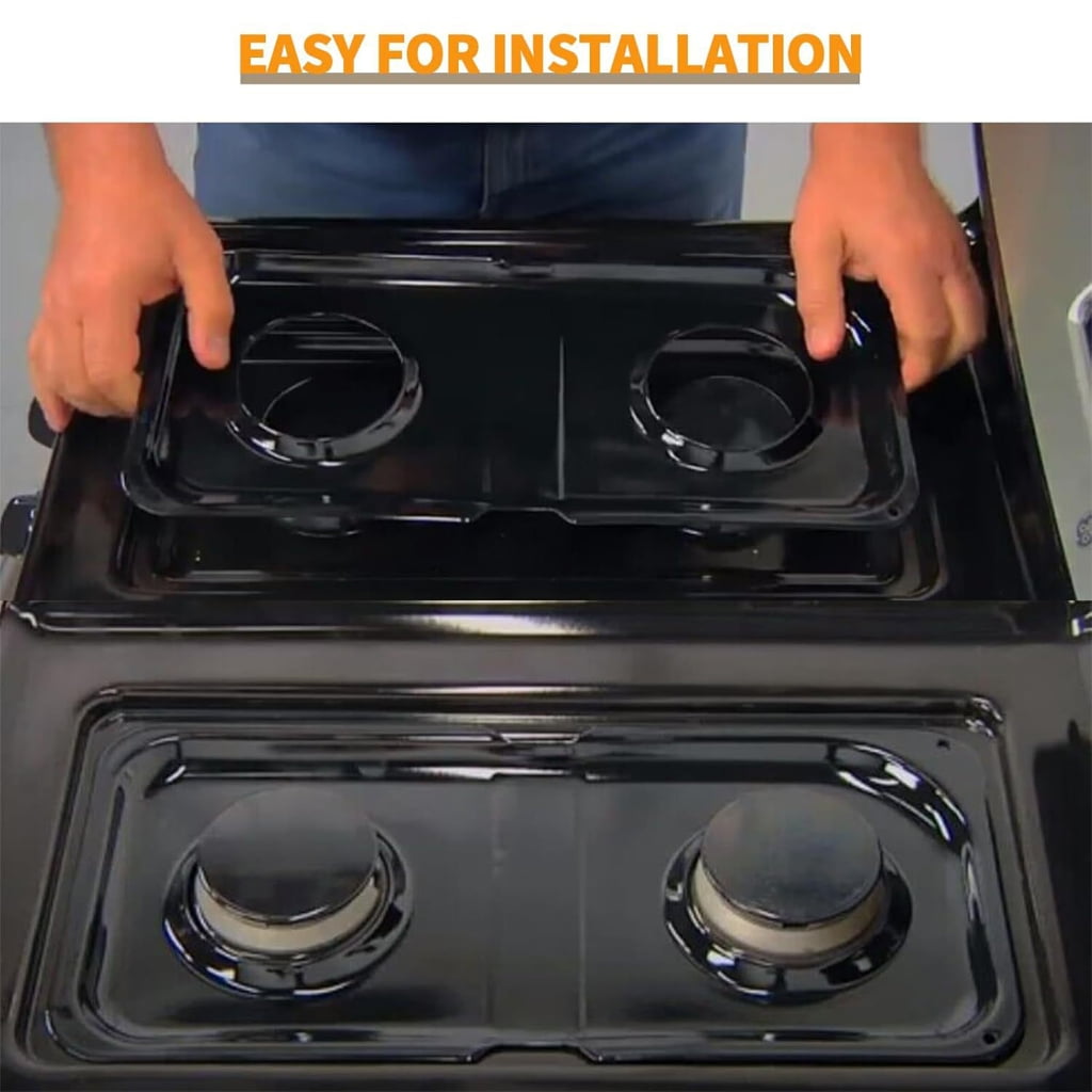 Miiottaa Left Right Stove Burners Drip Trays Set Universal Fit for Oven Parts High Temperature Resistance Easy Installation