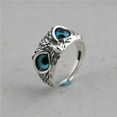 thumbnail image 3 of 925 Sterling Silver Demon Eye Owl Ring Retro Demon Open Adjustable Owl Ring, 3 of 9