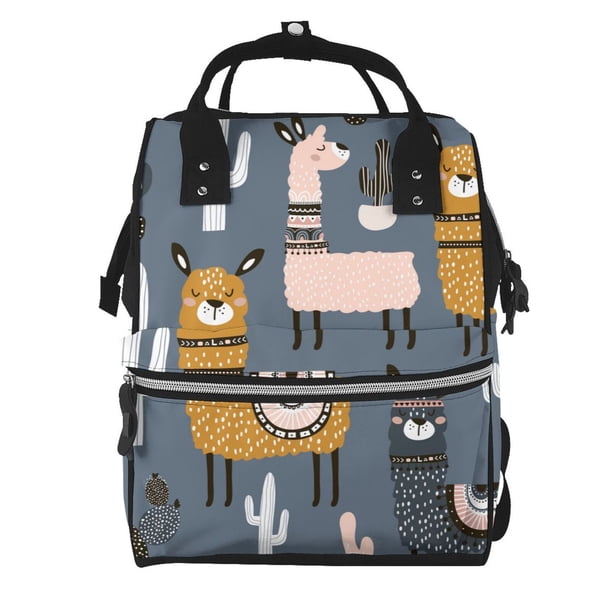Disketp Llama and Cactus Mochila de Pañales de Gran Capacidad con Múltiples Bolsillos, Mochila de Viaje Multifuncional para Bebé, Unisex, Moderna y Resistente
