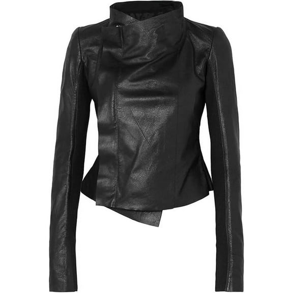 Womens Genuine Lambskin Black Leather Jacket Motorcycle Biker Leather Jacket W305