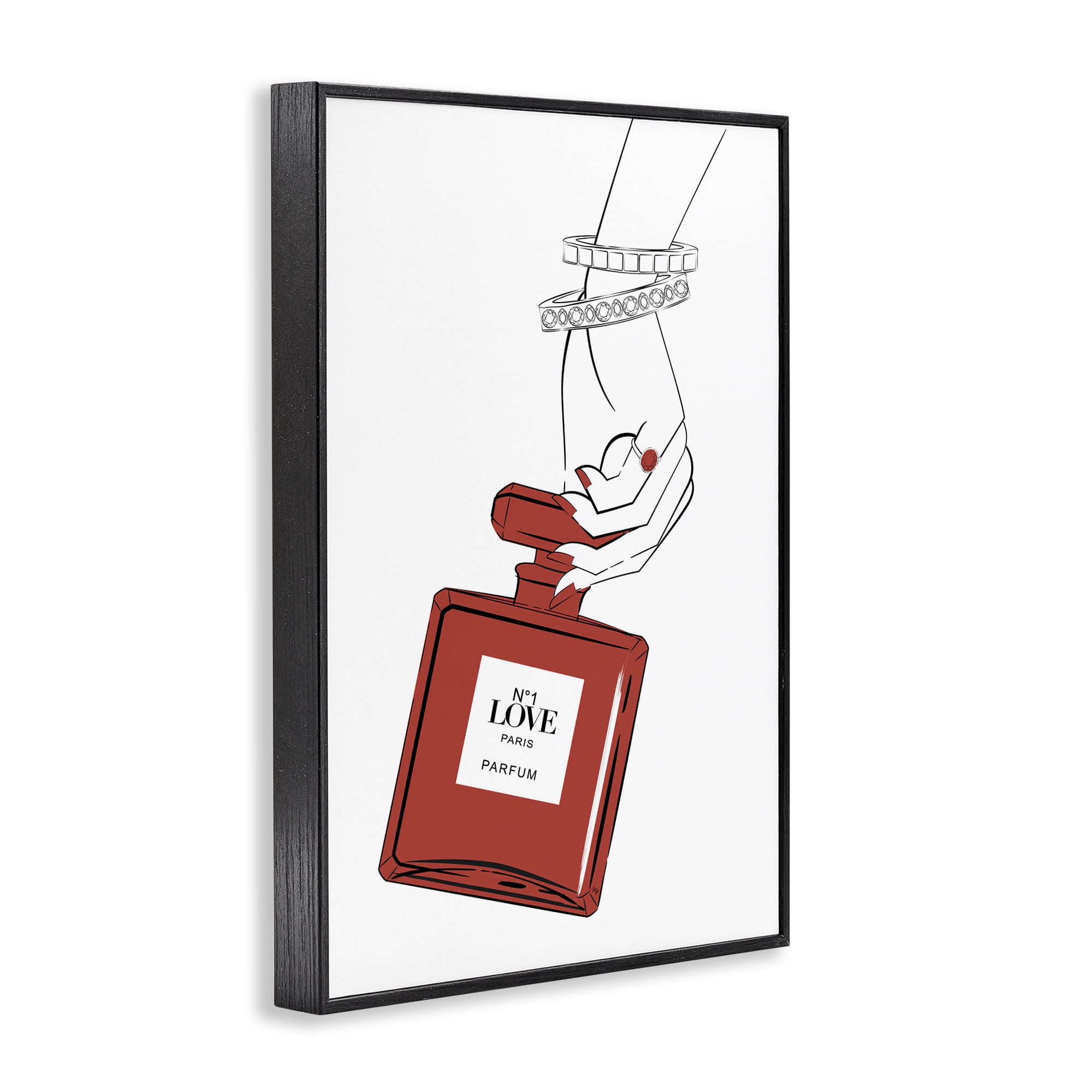 Stupell Industries Red Perfume In Hand Black Framed Giclee Art, design by Martina Pavlova