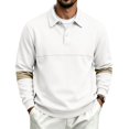 thumbnail image 2 of Lapel Polo Shirts for Men Long Sleeve Color Block Button Pullover Slim Fit Fall Casual Golf Tops, 2 of 8