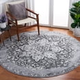 thumbnail image 2 of SAFAVIEH Brentwood Dimitri Floral Bordered Area Rug, 6'7" x 6'7" Round, Silver/Black, 2 of 8