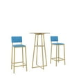 thumbnail image 4 of Topcobe Bar Table and Chairs 3 Piece Sets, Bar Table with Storage Function, Sponge Made Seat Cushions and Backrests, Modern Furniture for Indoor, Blue, 4 of 15