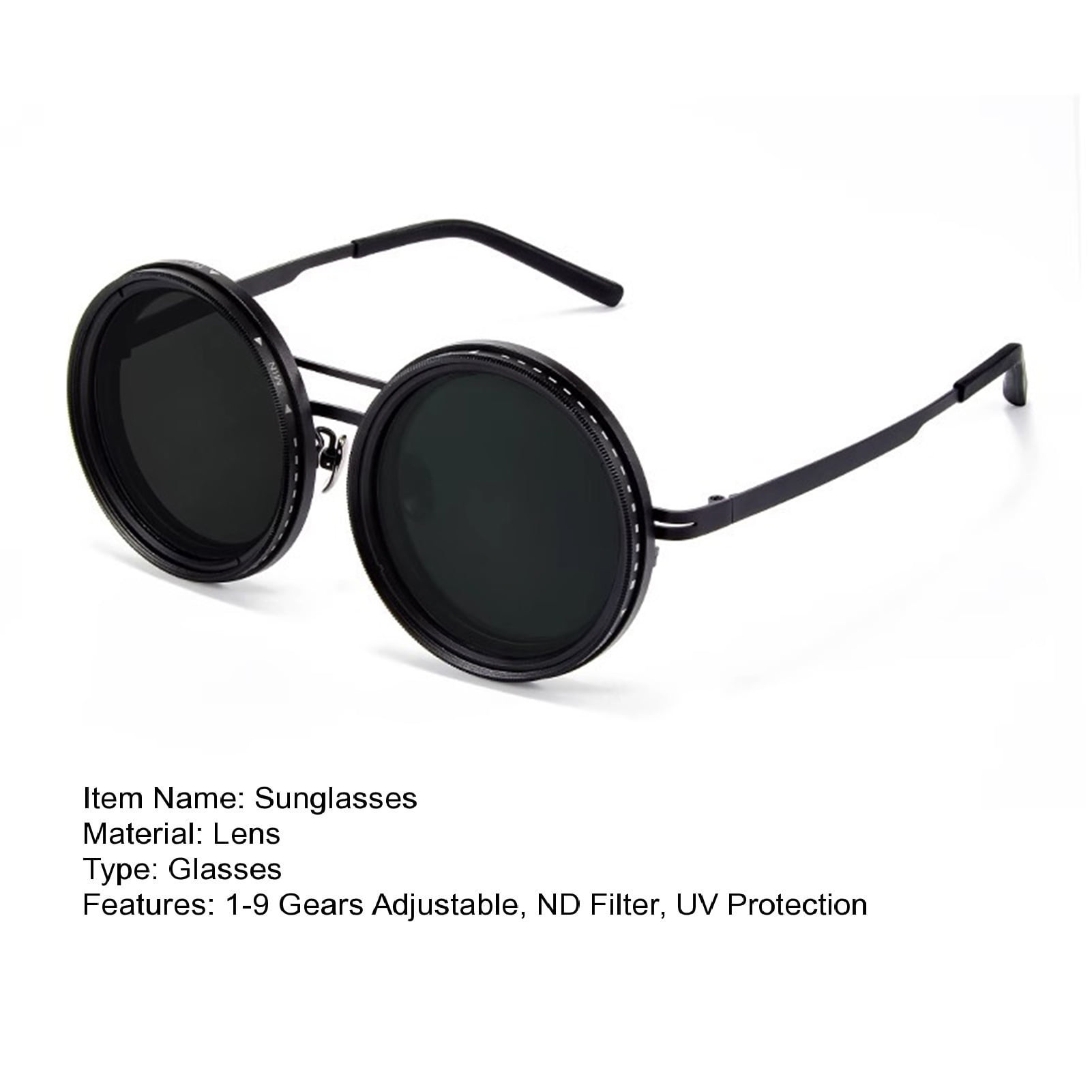 小物 GDC Round Sunglasses GZCW Rounded Polarized Glasses 1-9 Gears Adjustable