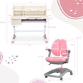 thumbnail image 2 of Gymax Enfants Table de Dessin Réglable en Hauteur Bureau d'Étude et Chaise W / Étagère Rose, 2 of 10