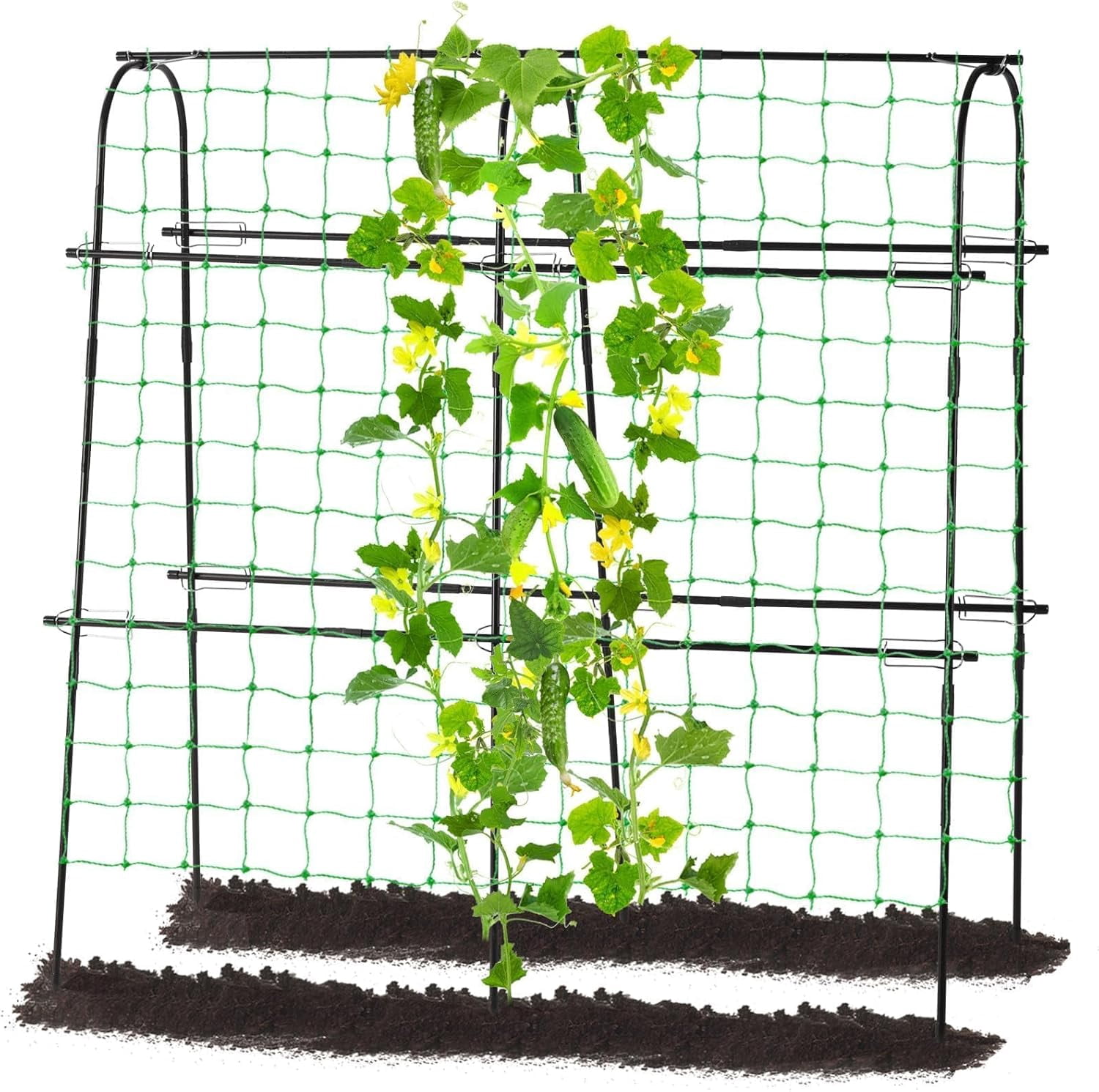 Garden Cucumber Trellis for Climbing Plants Outdoor 48x48 Inch U-Shape Arch Plant Support for Tomato Grape Vegetable Pea Bean with Durable Green Frame