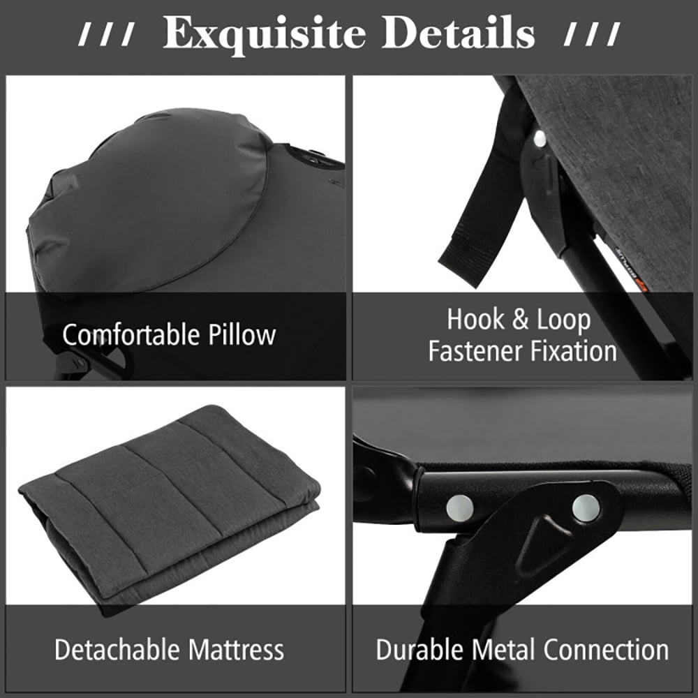 Aimee Lii Folding Camping Cot with Detachable Mattress and Adjustable Backrest, Outdoor Portable Camping Bed for Sleeping Hiking Travel, Gray Aimee Lii Folding Camping Cot with Detachable Mattress and Adjustable Backrest, Outdoor Portable Camping Bed for Sleeping Hiking Travel, Gray