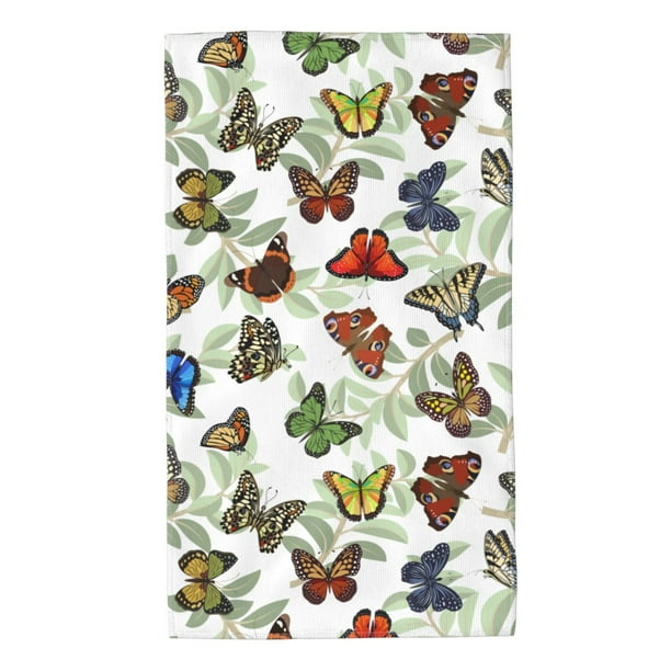 Balery Multicolored Butterflies Toalla de Microfibra Premium con Estampado – 27.5x16 pulgadas, Alta Absorción, Suave y Aterciopelada, Secado Rápido