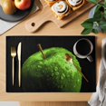 thumbnail image 2 of Light Green Fruit Placemats Set of 4, Modern Minimalist Decor Black Background Placemats for Dining Table, Place Mats for Kitchen Tabletop, Waterproof Wipeable Dining Table Mats Set, 2 of 9