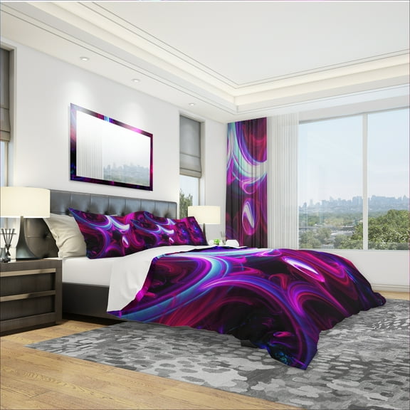 Designart 'Purple Haze Abstract' Modern & Contemporary Duvet Cover Set