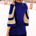 thumbnail image 4 of JGGSPWM Women Color Block Blouse Cold Shoulder Tunic Flare 3/4 Sleeve Shirts 2023 Spring Fall Tshirts Boat Neck Tees Dressy Tops Blue S, 4 of 5