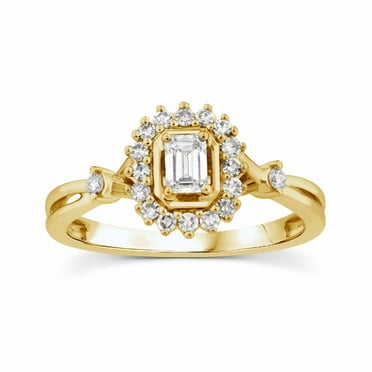 Brilliance Fine Jewelry 1/2 Ctw Lab Grown Diamond Promise Ring in 14K Yellow Gold-Plated Sterling Silver, Women