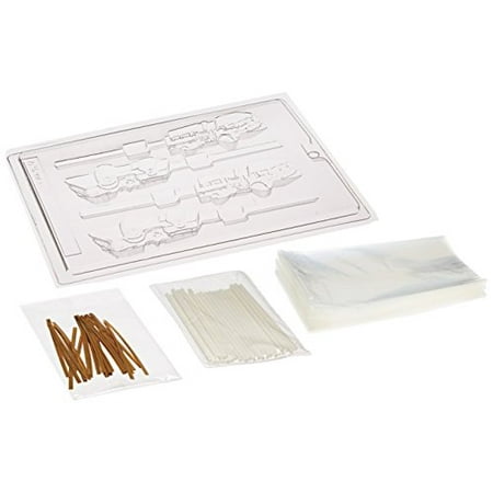 Lollipop Lollipop Mold Cybrtrayd 45StK25G-J053 Fire Truck Lolly Chocolate Candy Mold with Lollipop Supply Kit, 25 Lollipop Sticks, 25 Cello Bags and 25 Gold Metallic Twist Ties ()