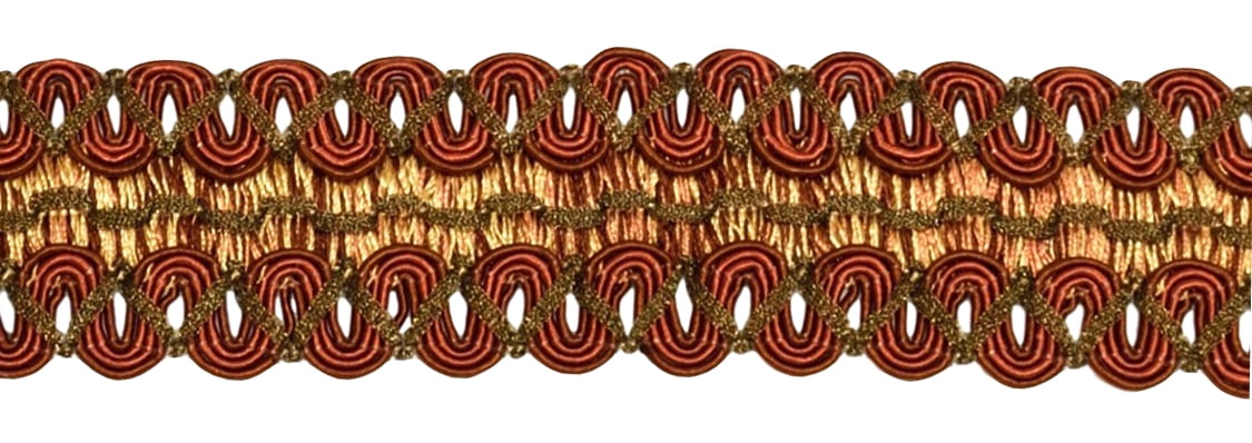 Light Gold 1/" Gimp Braid Trim English Toffee Brown By The Yard