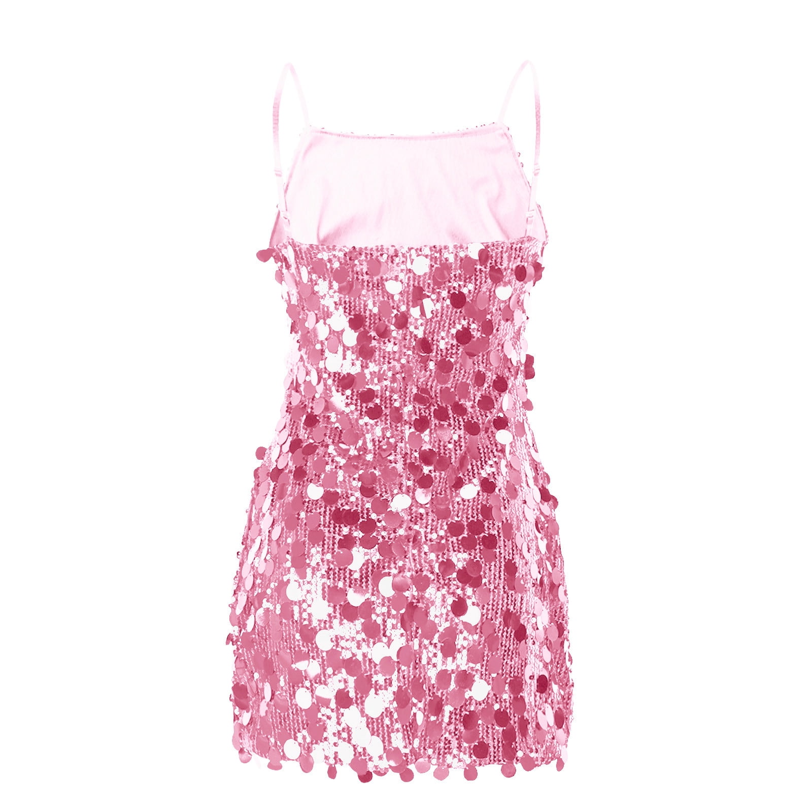 Women's Glitter Sequin Dress Sexy Spaghetti Strap Sleeveless Sparkle Party Mini Dresses