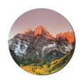 thumbnail image 1 of Mountain Mouse Pad for Computers, Scenic Western American Mountains on Valley with Snowy Peaks at Sunset Landscape, Round Non-Slip Thick Rubber Modern Mousepad, 8" Round, Multicolor, by Ambesonne, 1 of 2