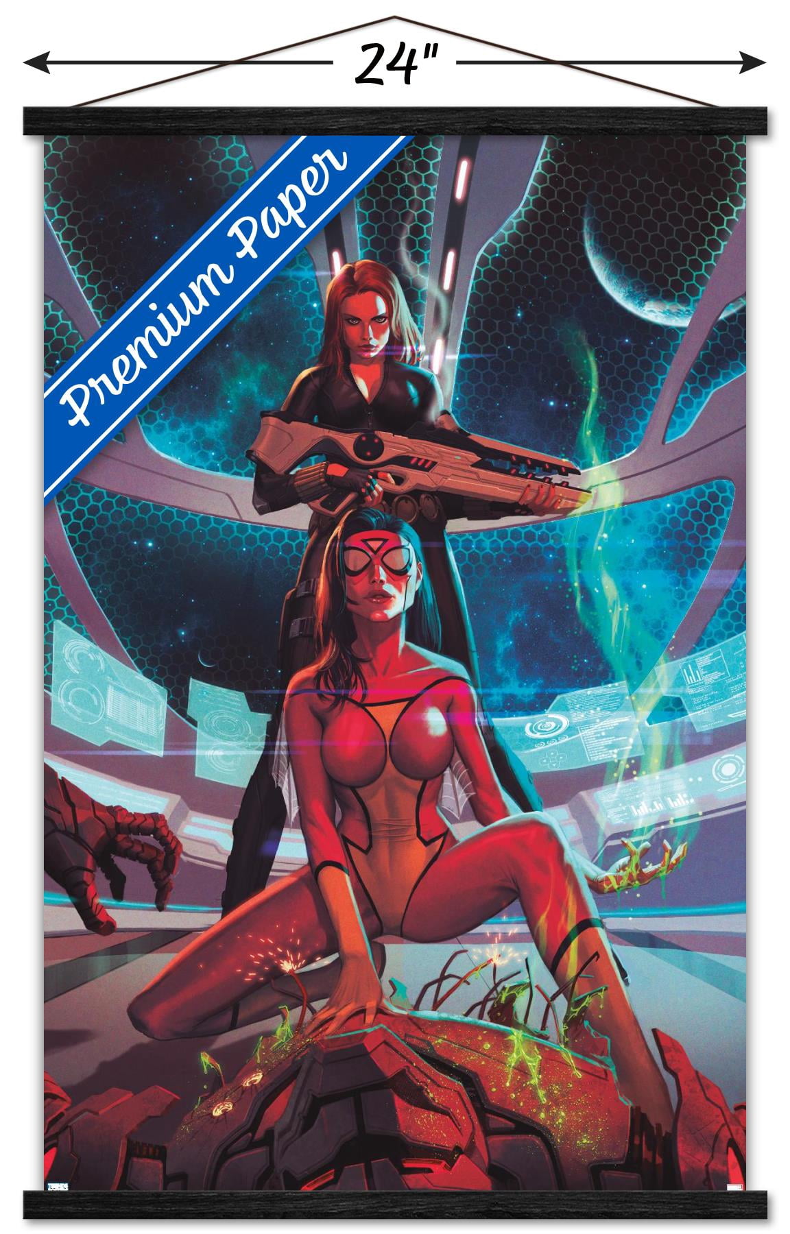 Marvel Comics - Spider Woman - Avengers Assemble #19 Wall Poster with Wooden Magnetic Frame, 22.375" x 34"