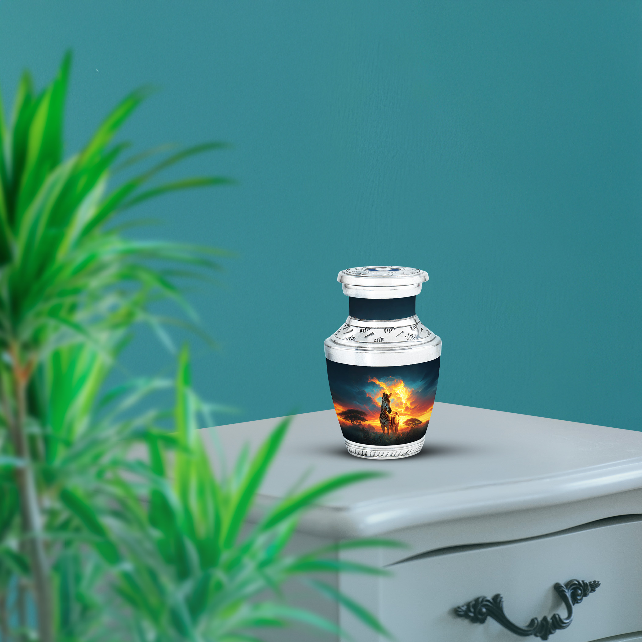 SABURIAL Zebra Urn - Honor Your Loved One - Burial Urn For Male & Female - 3 Inch - Pack Of 1 - Decorative For Cremation - Mini Memorial Urns - Funeral Urns Ashes