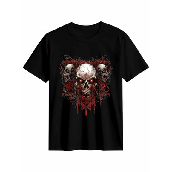 Women's T-Shirt Terror Skull Short Sleeve Casual Tee Classic Crew Neck T Shirt for Women Black, M