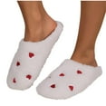 thumbnail image 5 of House Slippers for Women, Heart Print Fuzzy Slip-on Slippers Warm Cozy Soft Lightweight Memory Foam Indoor House Shoes, 5 of 8