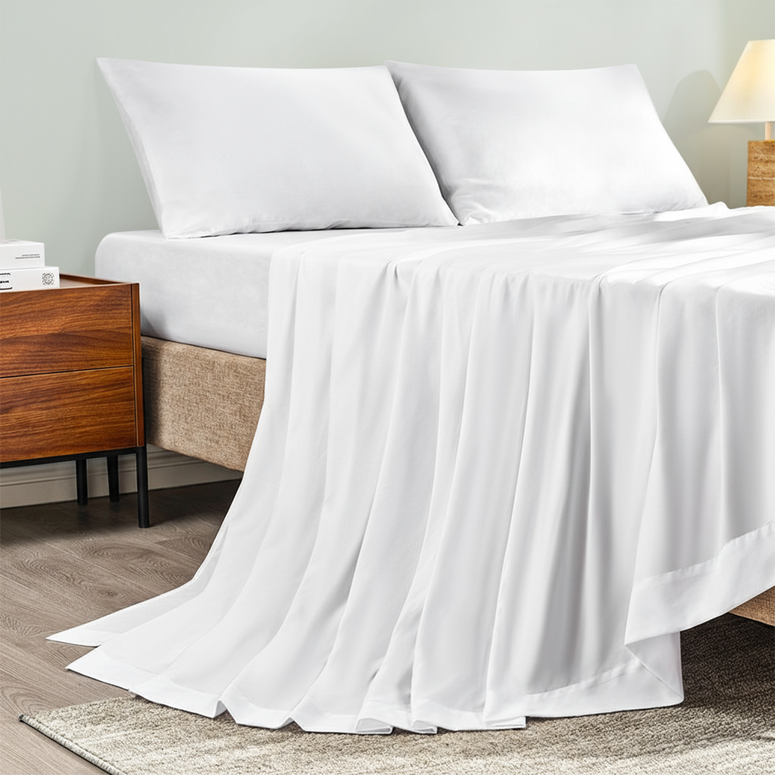Z-HOM 4-Piece Queen Cooling Sheet Set, White photo 3