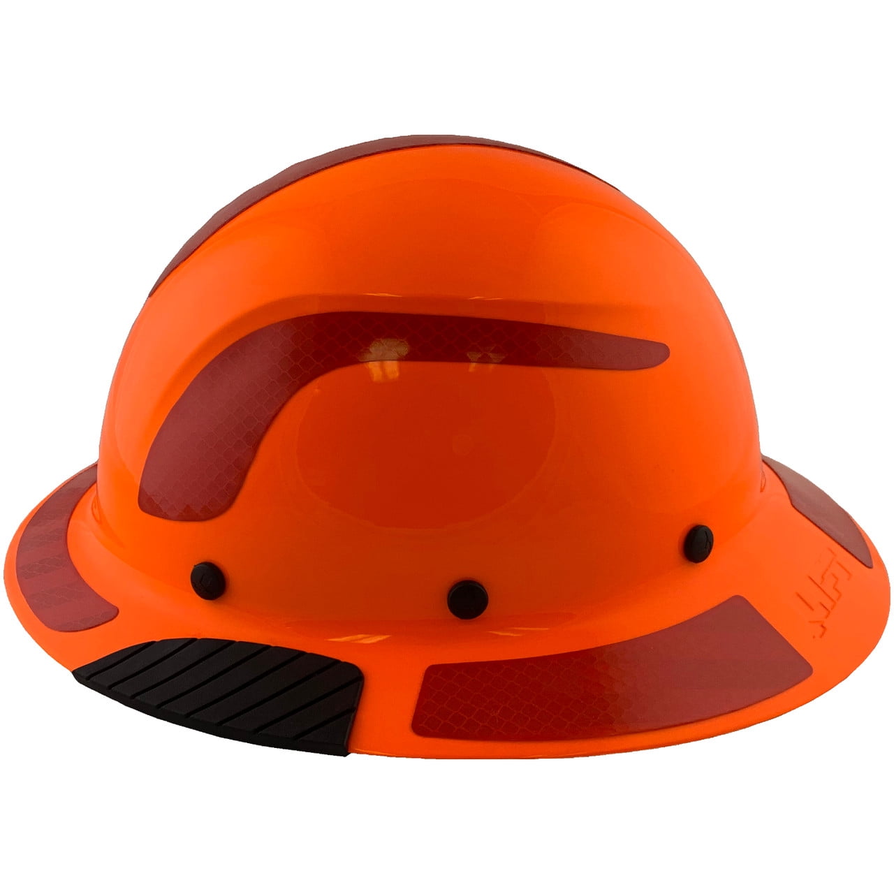 DAX Fiberglass Composite Hard Hat - Full Brim High-Viz Orange with Reflective Red Decal Kit Applied
