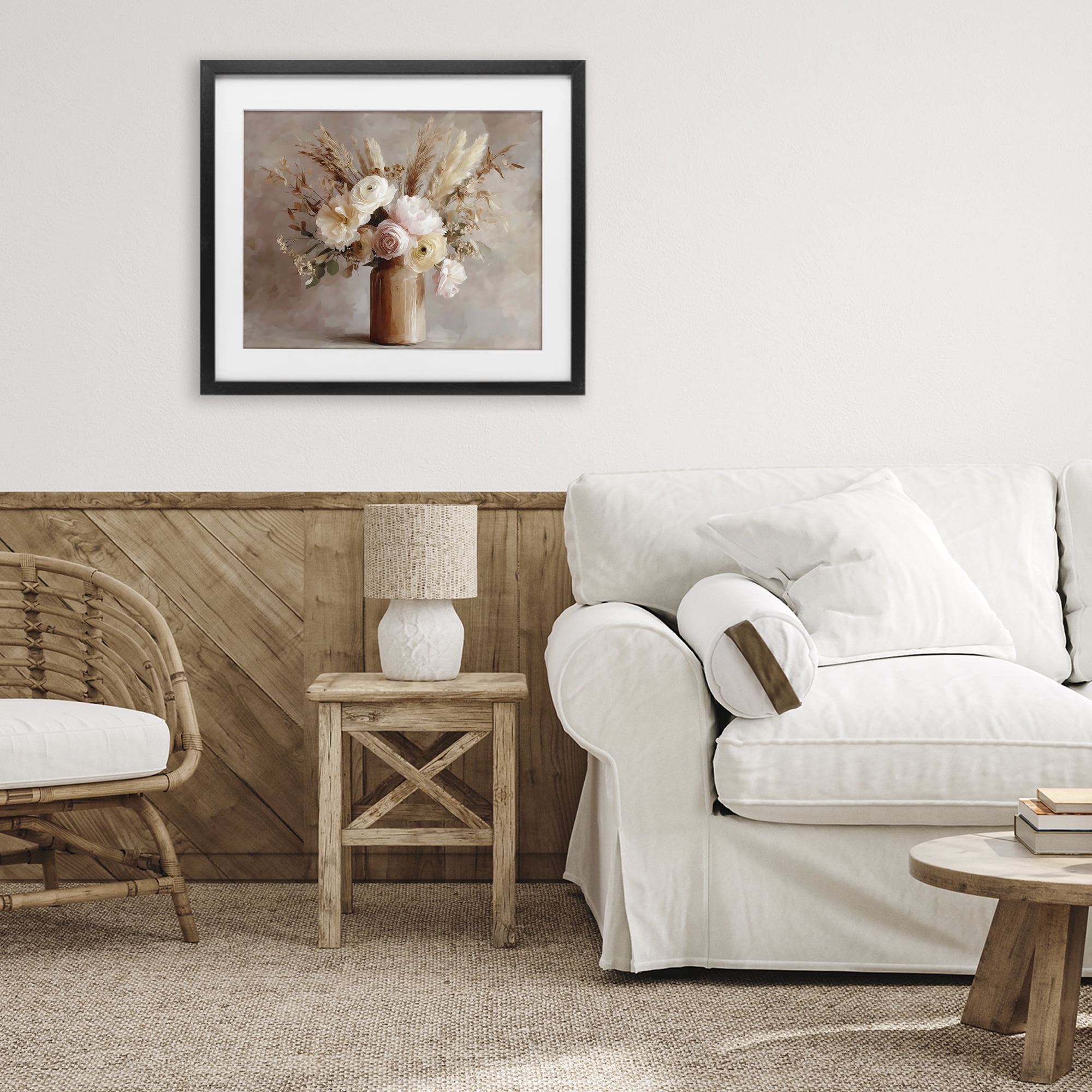 Stupell Industries Elegant Wheat Bouquet in Vase Black Framed Print Under Glass, design by Franklyn Gregory