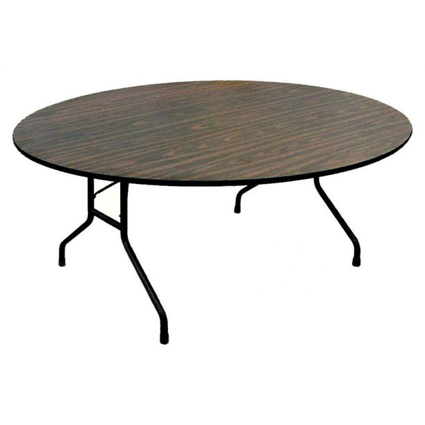 Round Solid Plywood Core Folding Table 60 In Walnut Com Round Solid Plywood Core Folding Table, Round Particle Board Table With Removable Legs