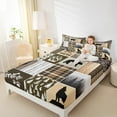 thumbnail image 4 of Manfei Safari Bear Deer Twin Sheet Sets,Adverture Camping Twin Fitted Sheet,Howling Wolves Flat Sheet For Boys Kids,Luxury Bedroom Decor,3pcs, 4 of 7