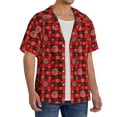 thumbnail image 2 of Vsdgher Snowflakes On A Buffalo Plaid Men's Cuban Shirt, Hawaiian Shirts, Business Casual Button Down Shirts, Short Sleeve Shirt-X-Large, 2 of 5