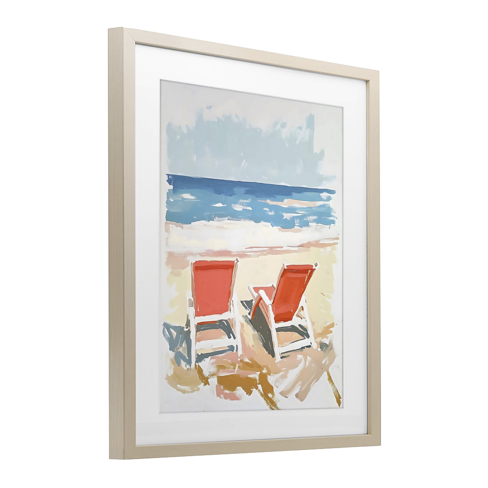 Stupell Industries Two Sunlit Beach Chairs Birch Framed Print Under Glass, design by The Prints Vibe