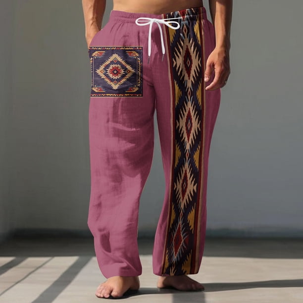Pantalones largos para hombre, cintura elástica, transpirables, cómodos, suaves, informales, de playa, de poliéster.