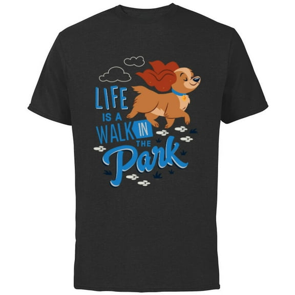Disney Dogs Lady Life is a Walk in the Park - Short Sleeve Cotton T-Shirt for Adults - Customized-Black