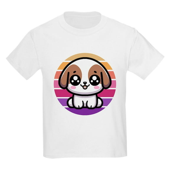 CafePress - Cute Puppy Dog Retro Sunset T Shirt - Light T-Shirt Kids XS-XL