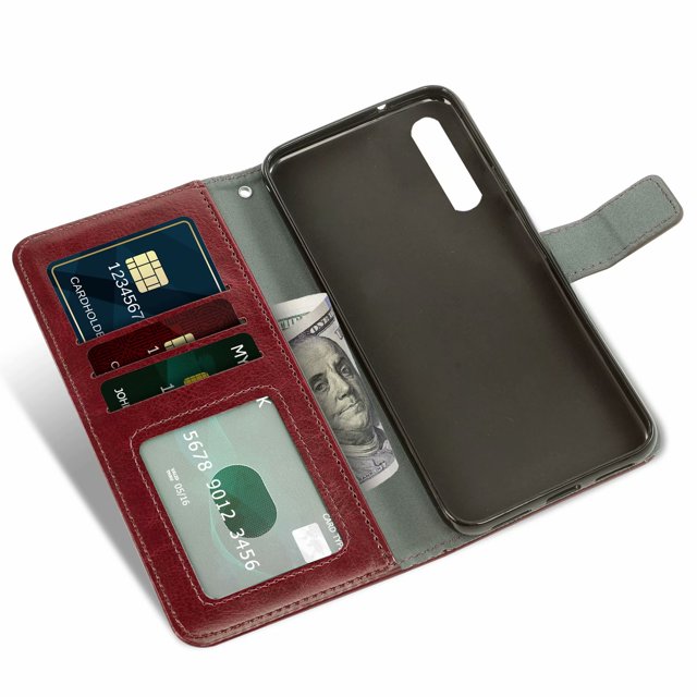 Mobile Phone Cover for Samsung A70-A70s, Cover Premium Pu Leather Tpu Flip Cover Magnetic Closure Card Compartment Stand Function Wallet with Lanyard Protective Cover