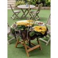thumbnail image 4 of Outdoor Tablecloth with Umbrella Hole for Patio/Picnic/Party/Camping, Spring Floral Waterproof Table Cloth Round Cover Washable, Yellow Roses Leaves Country Botanical Farmhouse (Dia 60"), 4 of 8