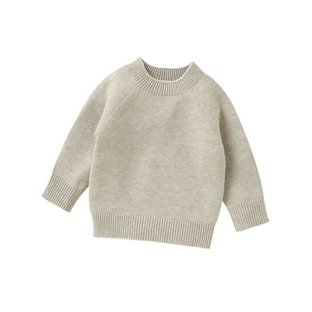 

Toddler Knit Sweaters Long Sleeve Round Neck Solid Color Knitwear