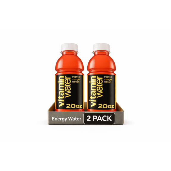 vitaminwater Refresh Tropical Mango Nutrient Enhanced Flavored Water Beverage, 20 fl oz Bottles ( 2 Pack)