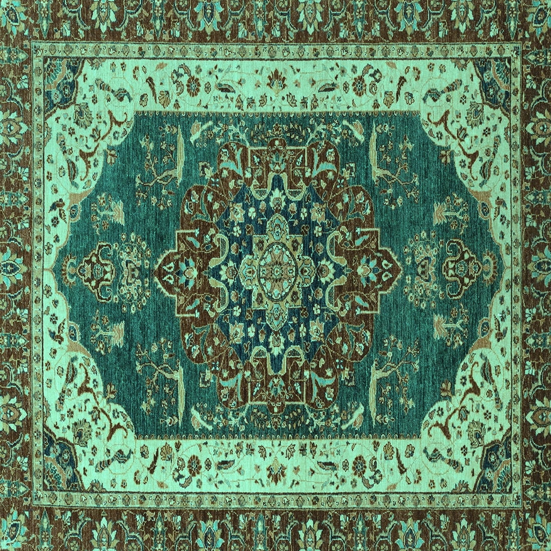 Ahgly Company Indoor Square Abstract Turquoise Blue Modern Area Rugs, 4 ...