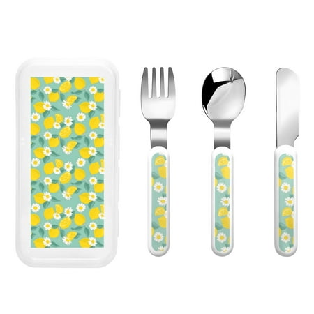 

Salouo Lemons Chamomile Flowers And Leaves Pattern 3 Pieces Toddler Utensils Kids Silverware Set Stainless Steel Utensils for Kids Children Safe Spoons Forks & Knife Dishwasher Safe