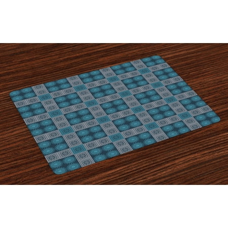 

Geometric Placemats Set of 4 Old Fashioned Lace Style Floral Motifs Victorian Baroque Effects Washable Fabric Place Mats for Dining Room Kitchen Table Decor Petrol Blue Pale Blue White by Ambesonne