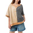 thumbnail image 4 of Women Oversized Summer Short Sleeve Striped Color Block Loose Fit Tops T Shirts, 4 of 6