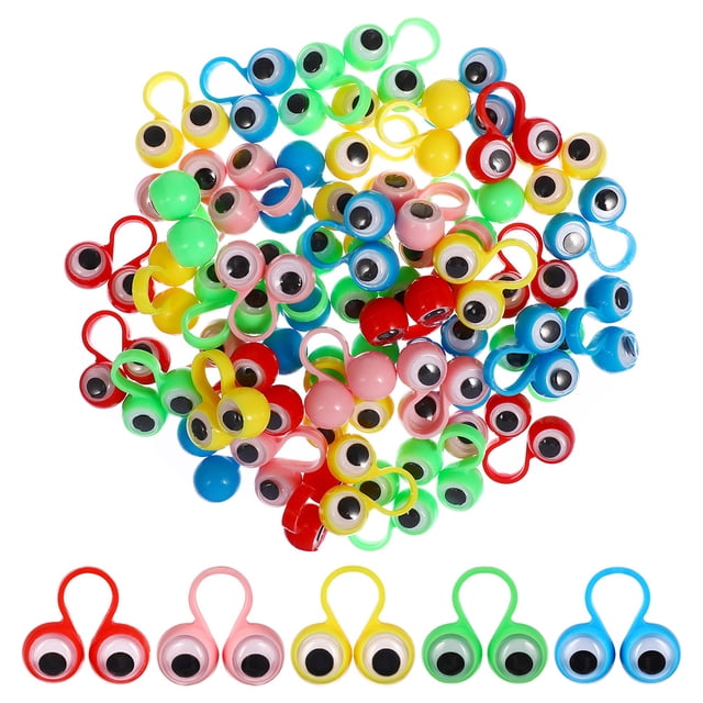 ColoMX 100 Uds. Anillos de marionetas de dedo con forma de globo ocular, juguetes para dedos de ojos, recuerdos de fiesta para niños, regalos de fiesta