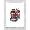 thumbnail image 1 of Truck Tapestry, Fire Brigade Vehicle Emergency Aid For Public Firefighter Transportation Themed Lorry, Wall Hanging for Bedroom Living Room Dorm Decor, 40W X 60L Inches, Grey Red, by Ambesonne, 1 of 2