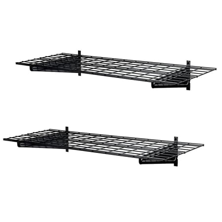 Heavy-Duty 48  2 Pk Wall Shelf Black