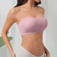 thumbnail image 4 of Strapless Bras for Women Non-Slip Seamless Padded Bandeau Bra Wireless Convertible Tube Top Bralette Everyday Tshirt Bra Invisible Bralette Jelly Bras for Women Supportive Push Up Bra Pink M, 4 of 5