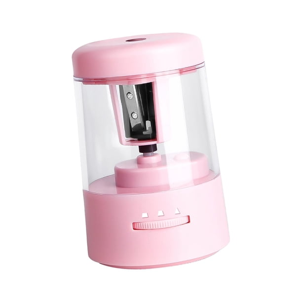 Sacapuntas eléctrico con tapa y cortador automático de lápices para uso diario en el aula. Rosa